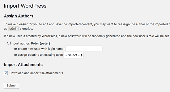How to Migrate from WordPress.com to WordPress.org 7 importoptions smartlance designs